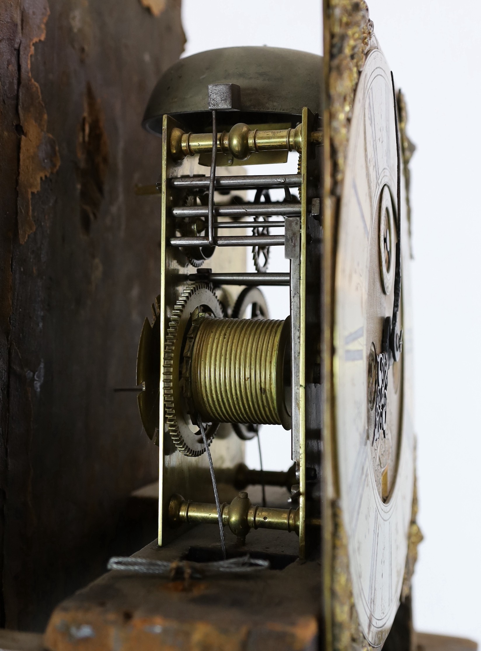 A William and Mary floral marquetry and walnut eight day longcase clock, 52cm wide, 208cm high